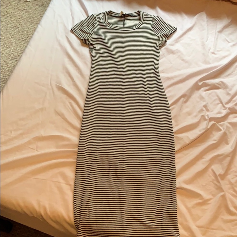 Long black and white Fitted Dress